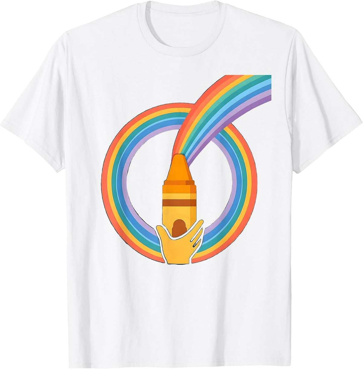 Men's Special Education Teacher Crayon Rainbow Art T-Shirt - White