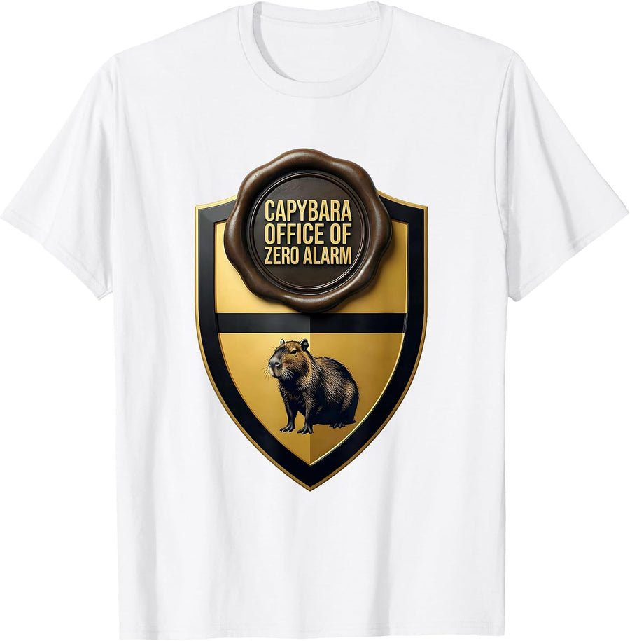 Men's Capybara Office Of Zero Alarm Funny Animal Meme Humor T-Shirt - White