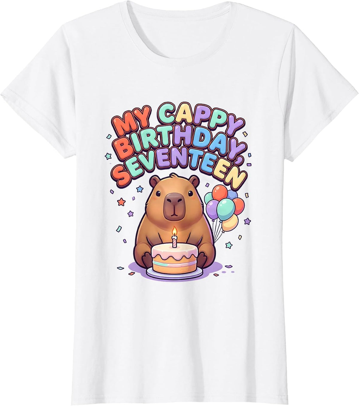 Women's My Cappy Birthday Seventeen Funny Capybara Birthday Kawaii T-Shirt - White