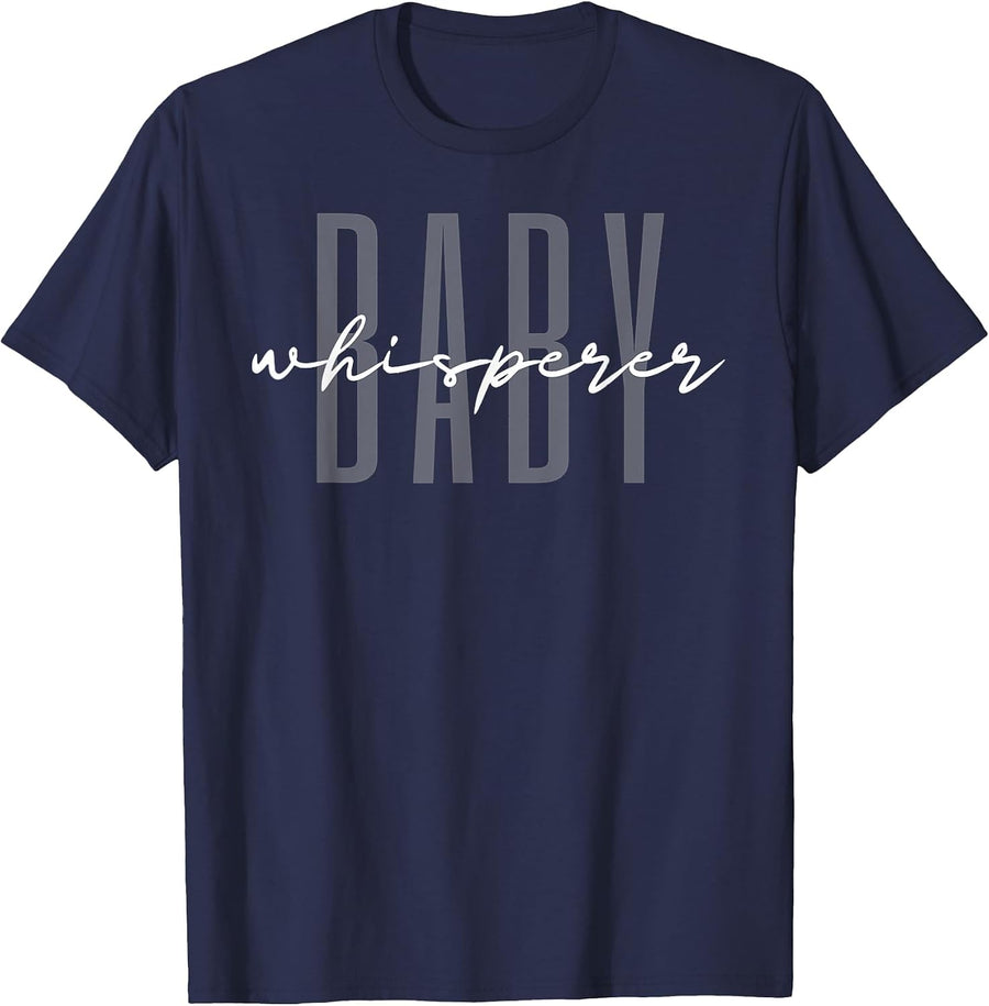 Infant Teacher Baby Whisperer Tees Early Childhood Daycare T-Shirts - Navy Blue