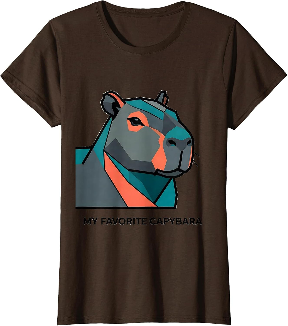 Women's My Favorite Capybara Flat Vector Animal Art Portrait T-Shirt - Brown
