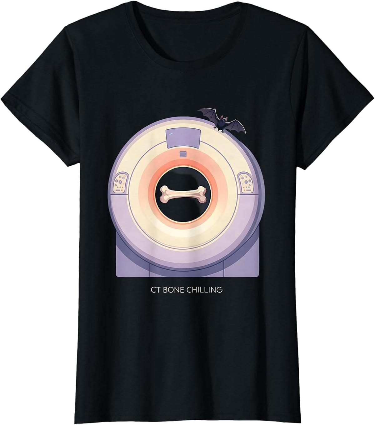 Women's CT Bone Chilling Funny CT Tech Halloween Radiology Humor T-Shirt - Black