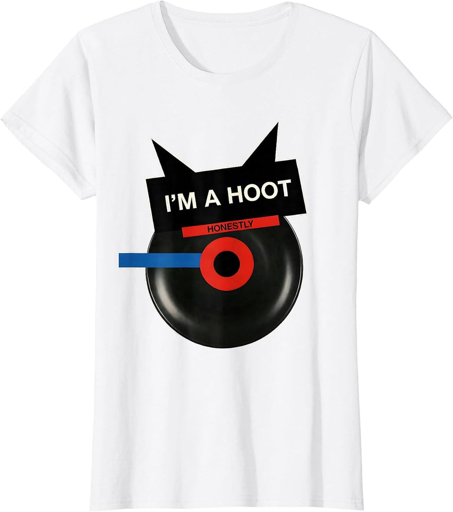 Women's I'm A Hoot Honestly Bauhaus Modernist Owl Lover Gift T-Shirt - White