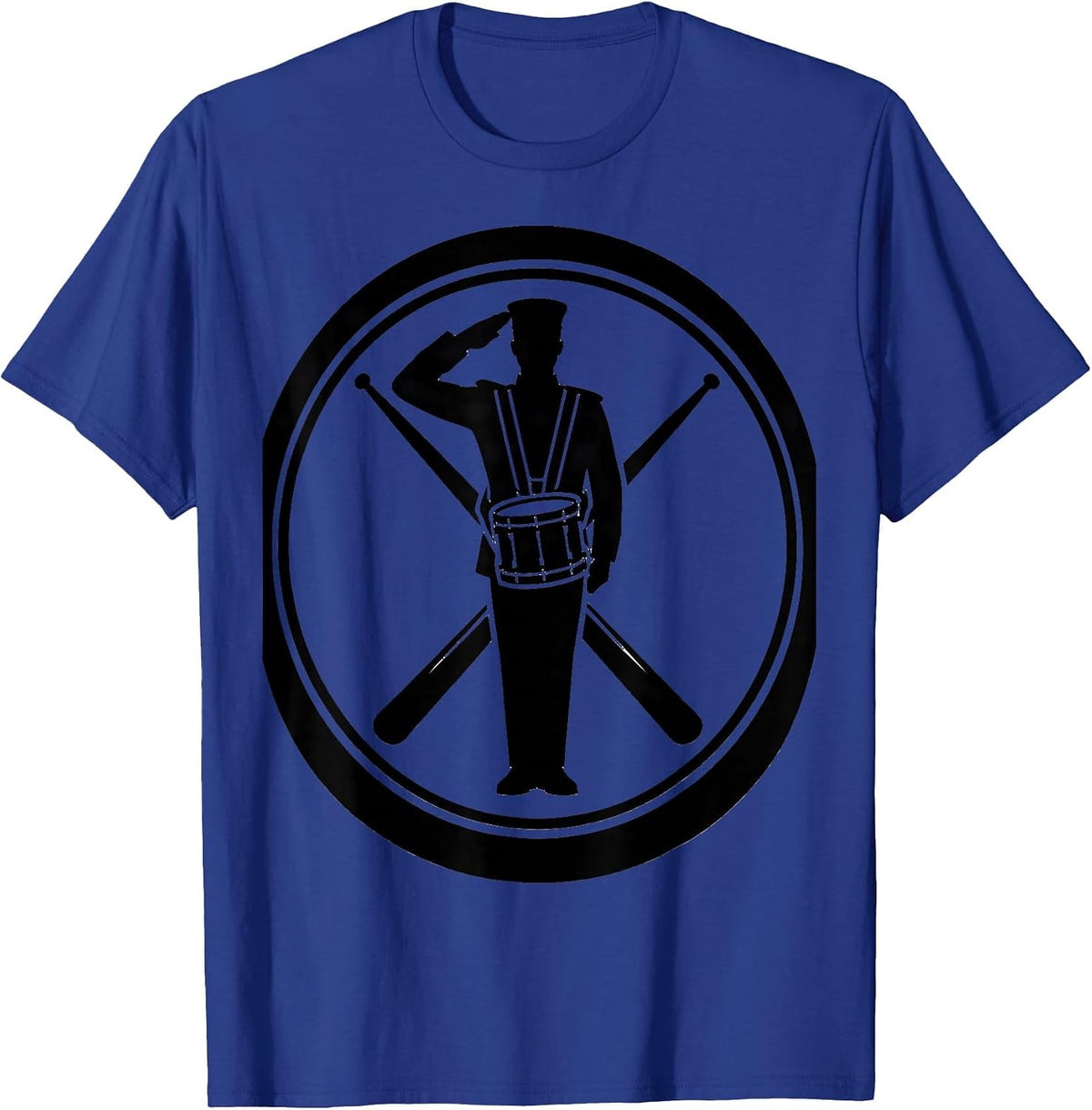 Marching Bass Drum Silhouette Drummer Humor T-Shirt - Royal Blue