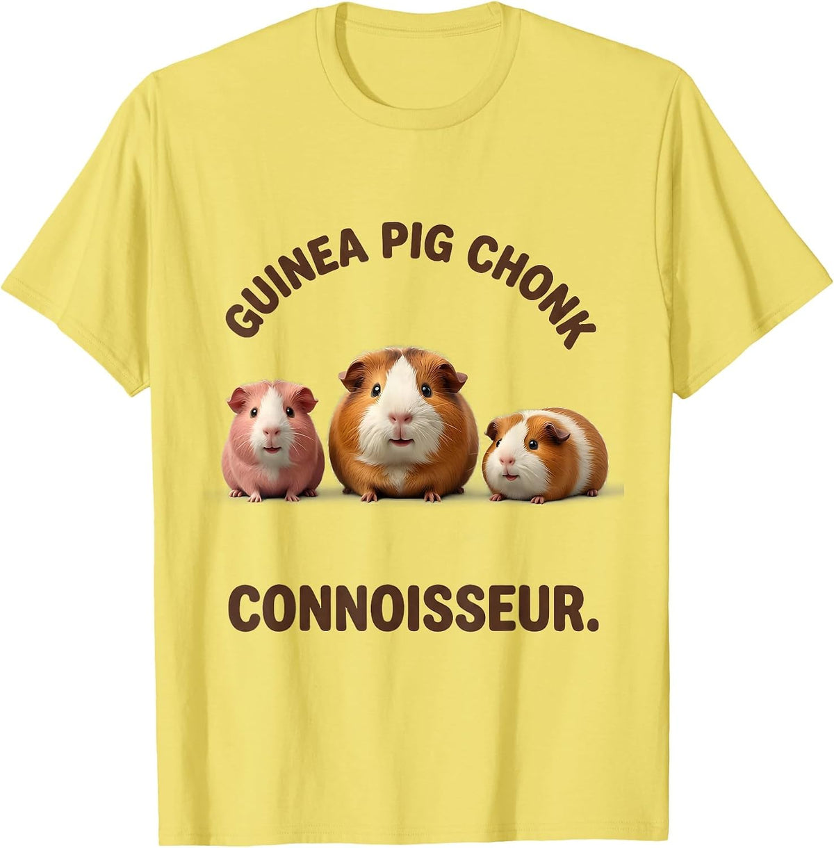 Men's Guinea Pig Chonk Connoisseur Cute Kawaii Pet Lover Humor T-Shirt - Lemon Yellow