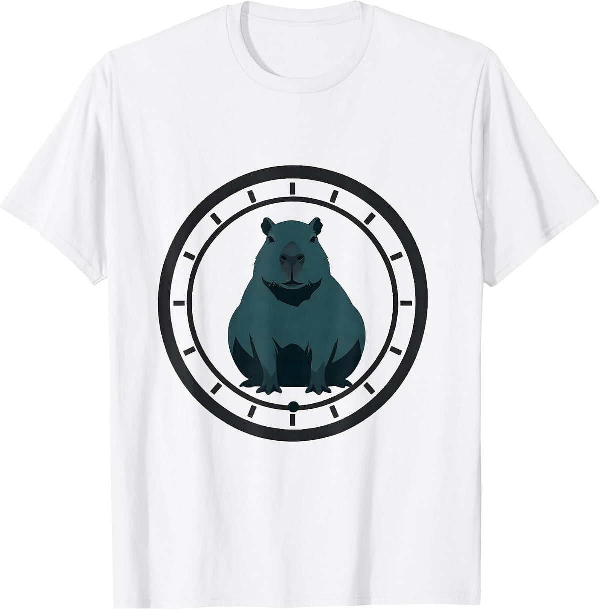 Men's Capybara Minimalist Badge Frame Funny Animal Lover T-Shirt - White