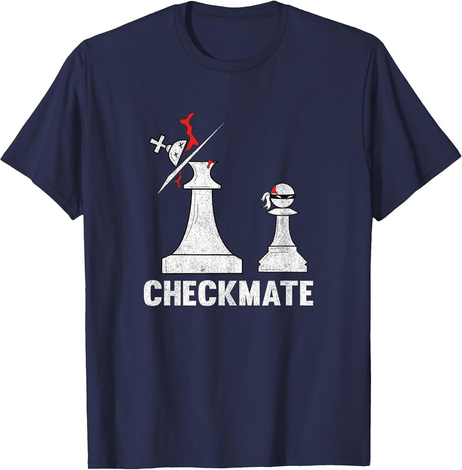 Chess Ninja Funny Pawn Chackmate King Chess Player T-Shirt - Navy Blue