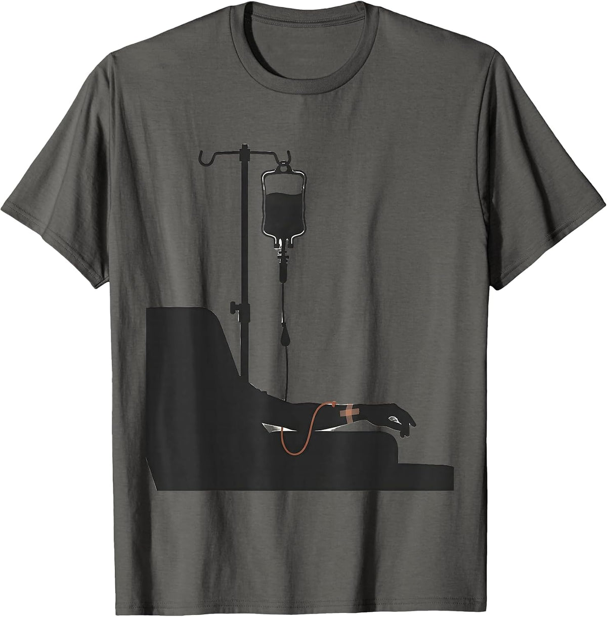 Men's Infusion Pole Minimalist Nurse Gift Comfort T-Shirt - Asphalt Grey