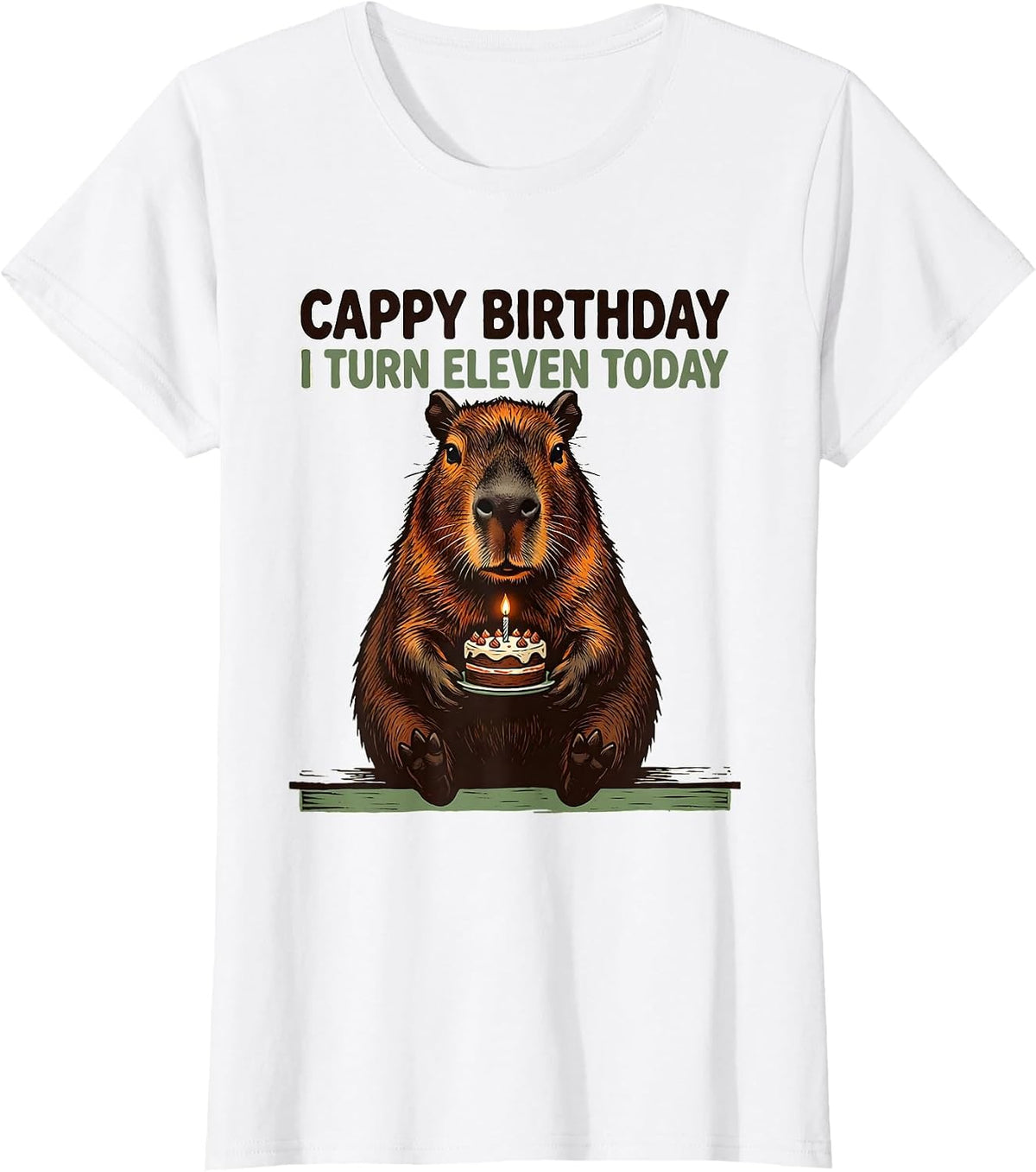 Cappy Birthday I Turn Eleven Today Kawaii Capybara Birthday T-Shirt - White