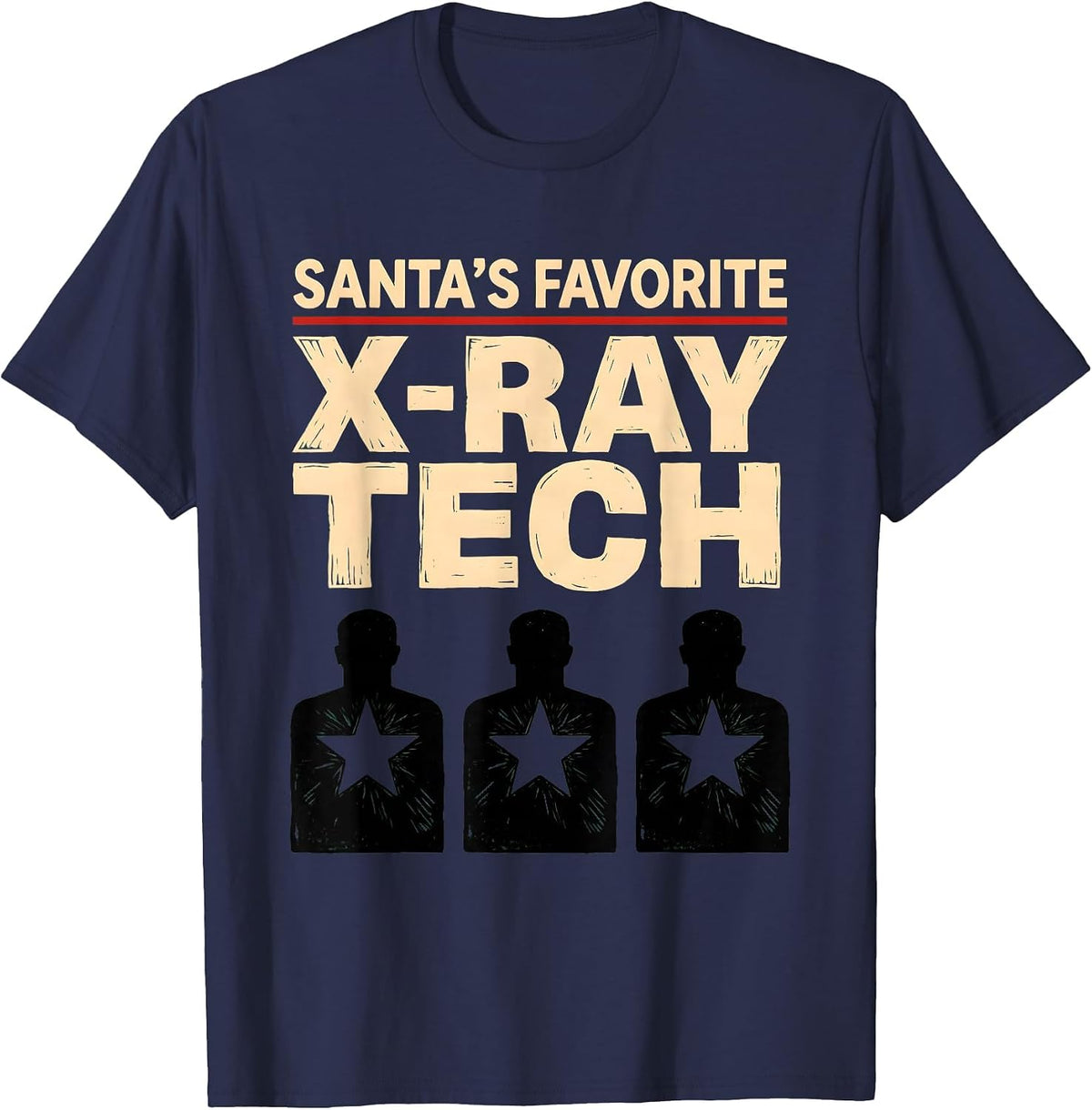 Santa's Favorite X-Ray Tech Funny Radiology Tech Christmas T-Shirt - Navy Blue