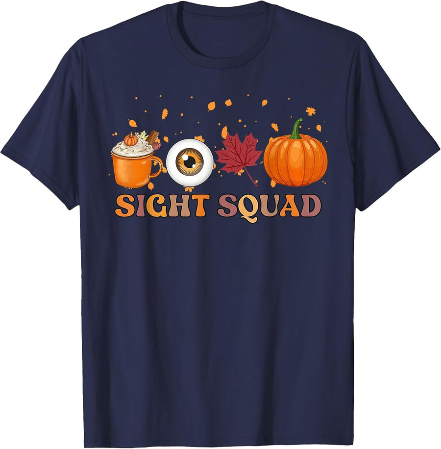 Halloween Sight Squad Optometrist Pumpkin Eye Doctor Gothic T-Shirt - Navy Blue