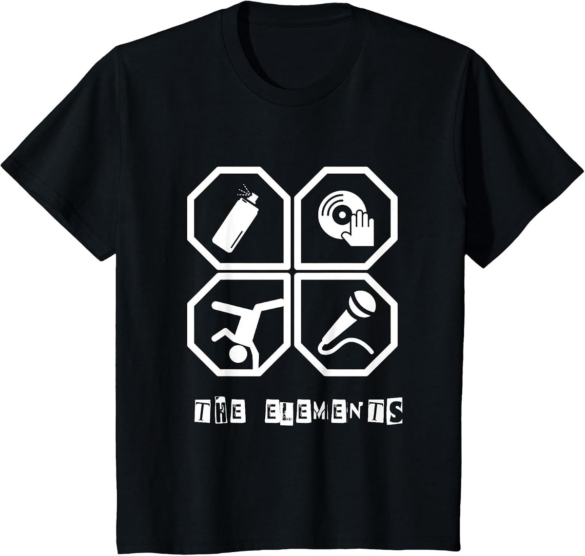 Elements Hip Hop T-Shirt Love Music Tee Shirt T-Shirt - Black