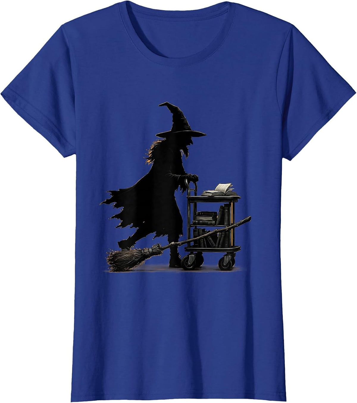 Women's Witch Librarian Minimalist Halloween Occupation Humor T-Shirt - Royal Blue