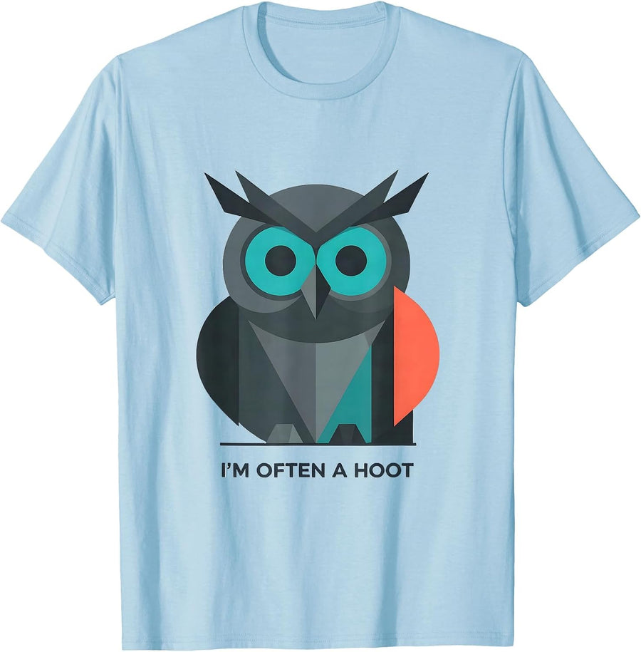 Men's I'm Often A Hoot Vintage Owl Bird Lover Humor Retro T-Shirt - Baby Blue