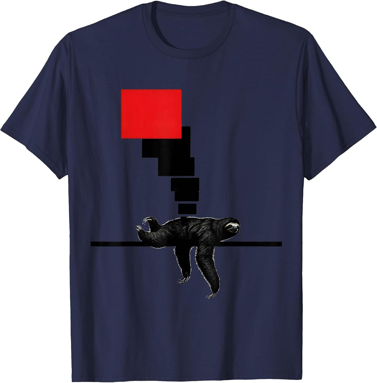 Men's Sloth Silhouette Funny Lazy Humor Sloth Lover Gift T-Shirt - Navy Blue