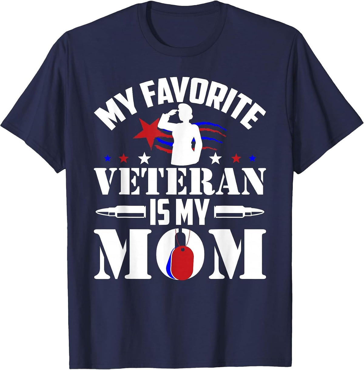 Veterans Day Military My Favorite Veteran is My Mom Kids T-Shirt - Navy Blue