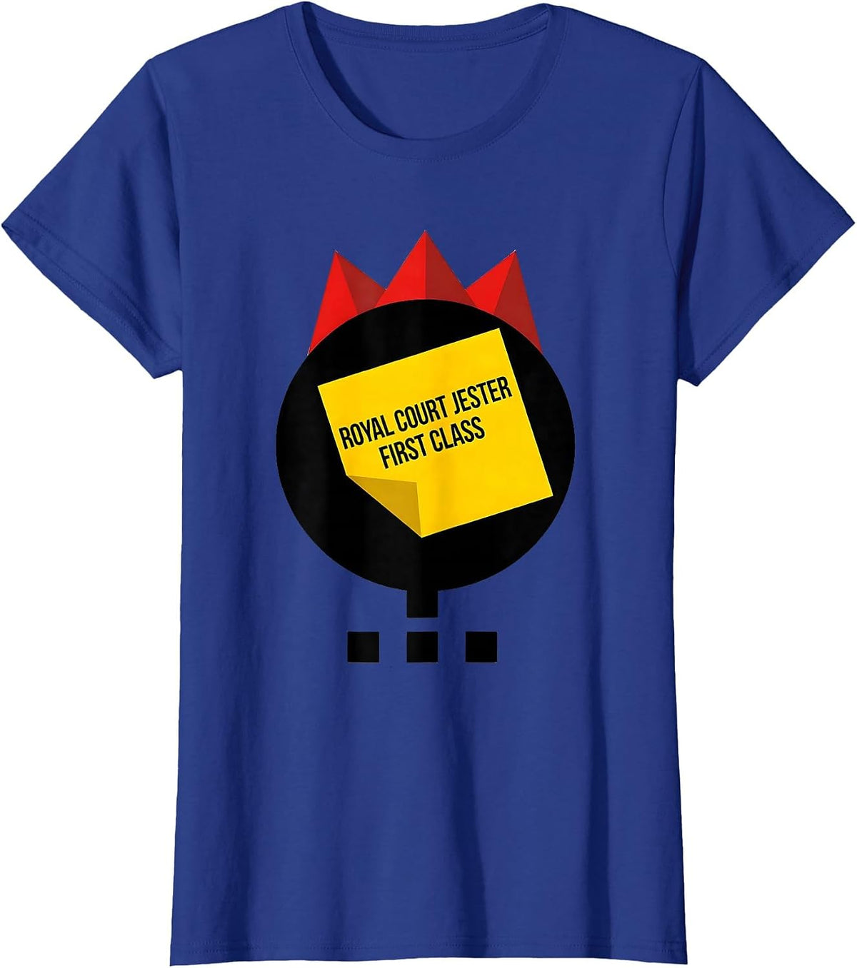 Women's Royal Court Jester, First Class Bauhaus Modern Mardi Gras T-Shirt - Royal Blue