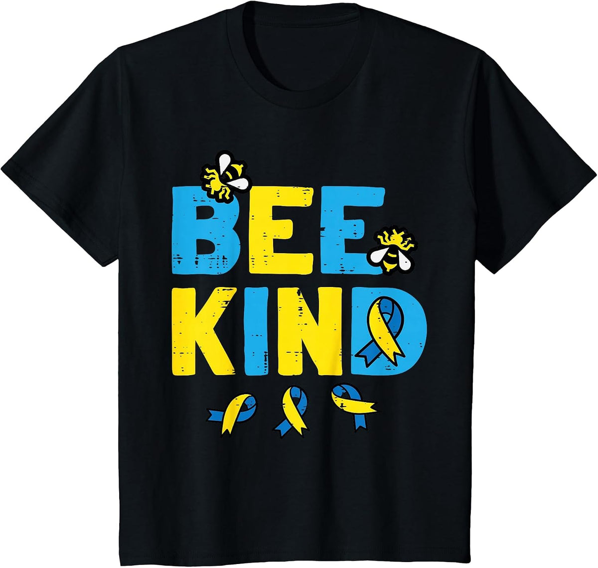 Down Syndrome Awareness Bee Kind Trisomy 21 Men Women Kids T-Shirt - Black