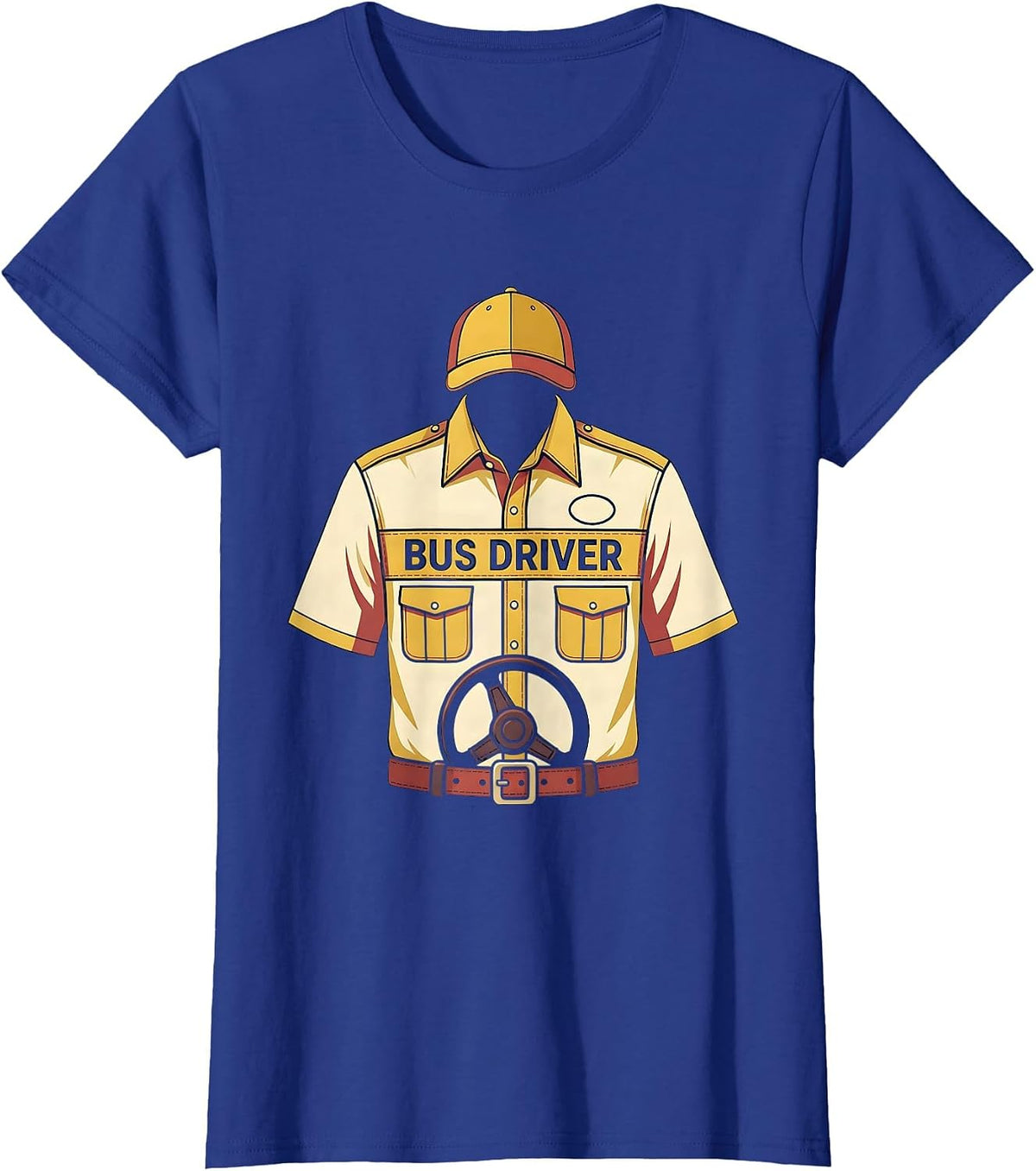 Women's Bus Driver Costume Halloween Lazy Occupation Uniform T-Shirt - Royal Blue