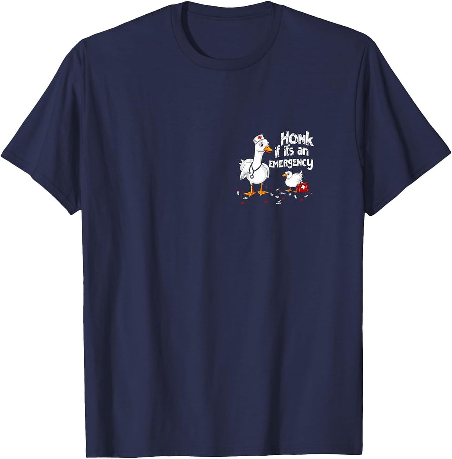 Registered Goose Nurse Honk If It's an Emergency Pocket T-Shirt - Navy Blue