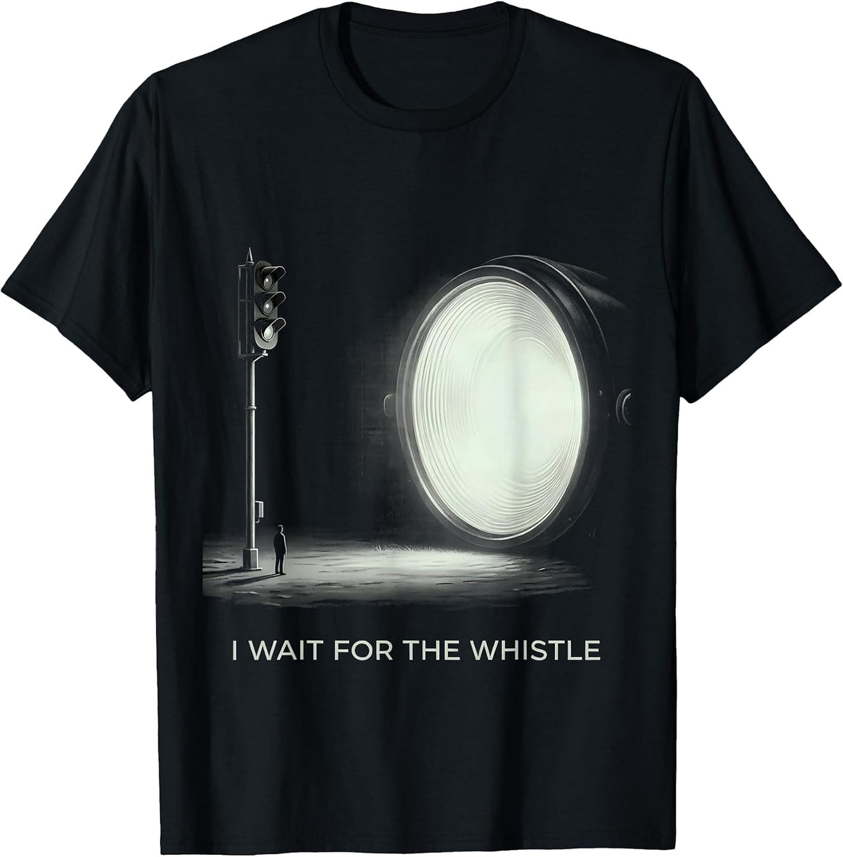 Men's I Wait For The Whistle Steam Locomotive Train Engineer T-Shirt - Black