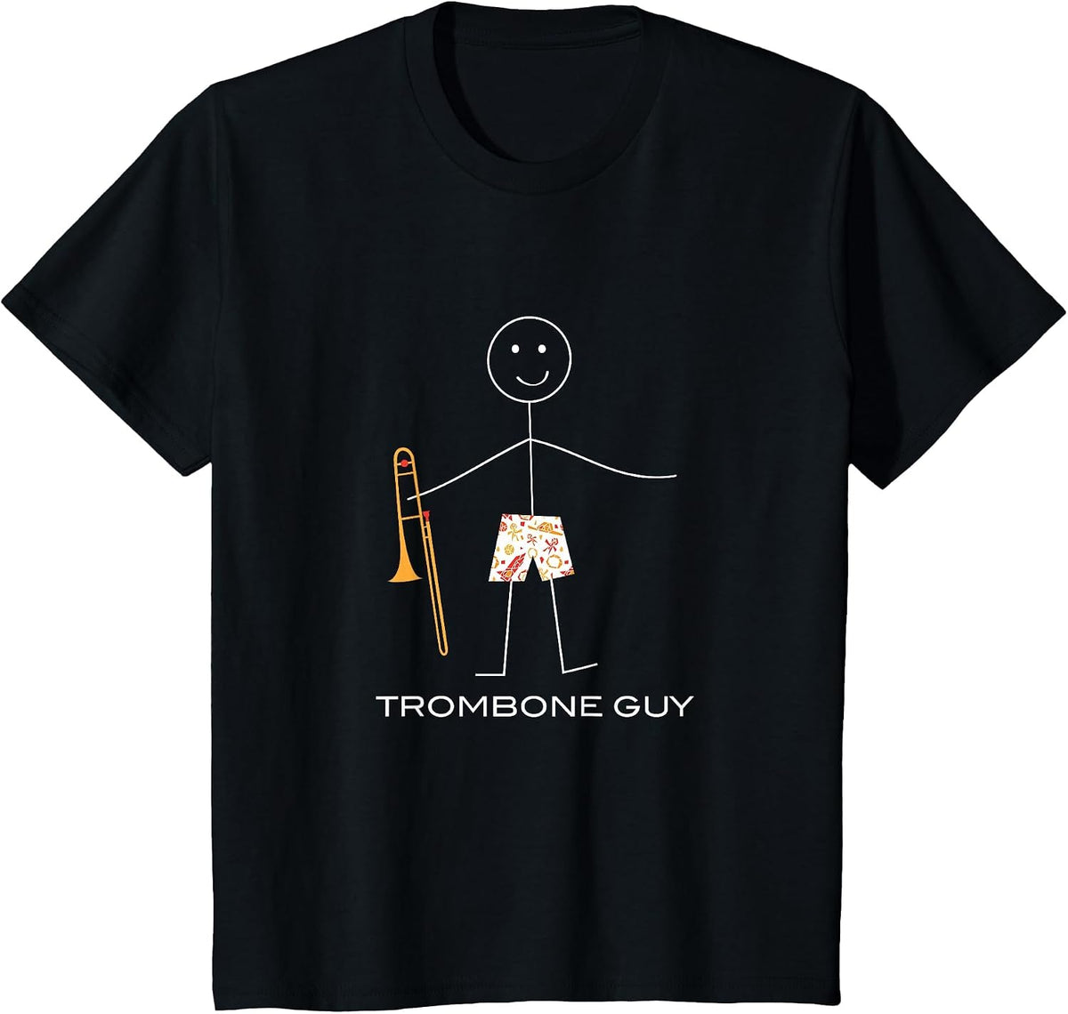 Funny Men Trombone Guy, Boy Trombonist T-Shirt - Black