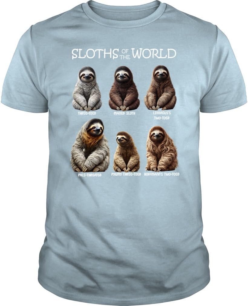 Sloth of The World Animal Lover Unisex T-Shirt - Light Blue