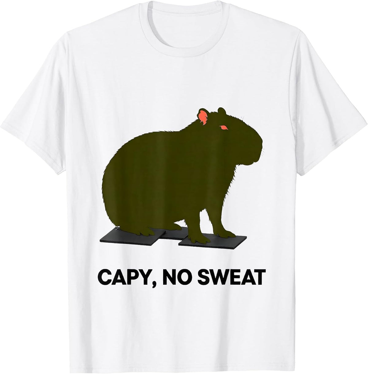 Men's Capy, No Sweat Funny Capybara Meme Animal Humor T-Shirt - White