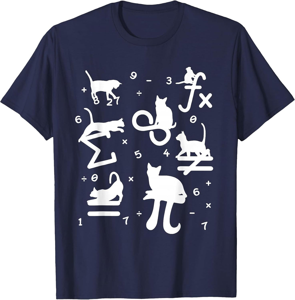 Math Teachers Outfit for Mathematician Mathematics Cat Math T-Shirt - Navy Blue