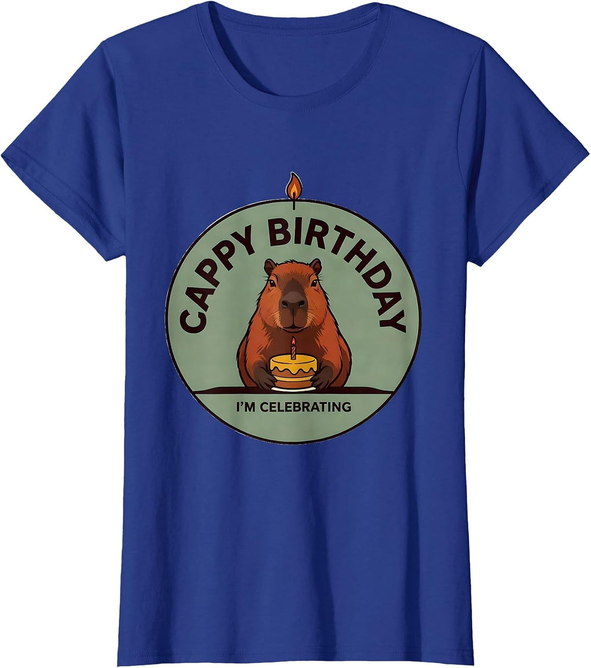 Women's Cappy Birthday, I'm Celebrating Kawaii Capybara Birthday T-Shirt - Royal Blue