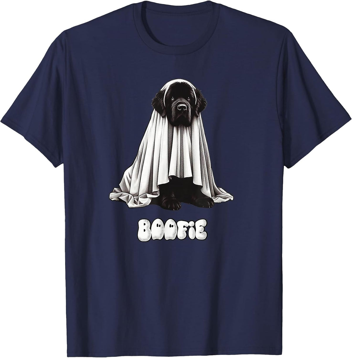 Funny Boofie Newfoundland Dog Halloween Newfie Ghost Dog Mom T-Shirt - Navy Blue