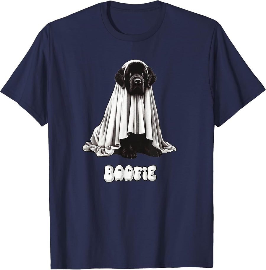 Funny Boofie Newfoundland Dog Halloween Newfie Ghost Dog Mom T-Shirt - Navy Blue