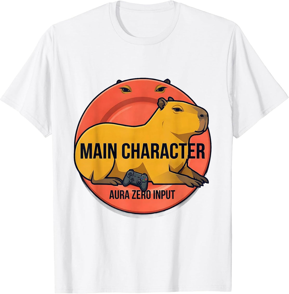 Men's Main Character Aura Zero Input Funny Capybara Gamer Meme T-Shirt - White