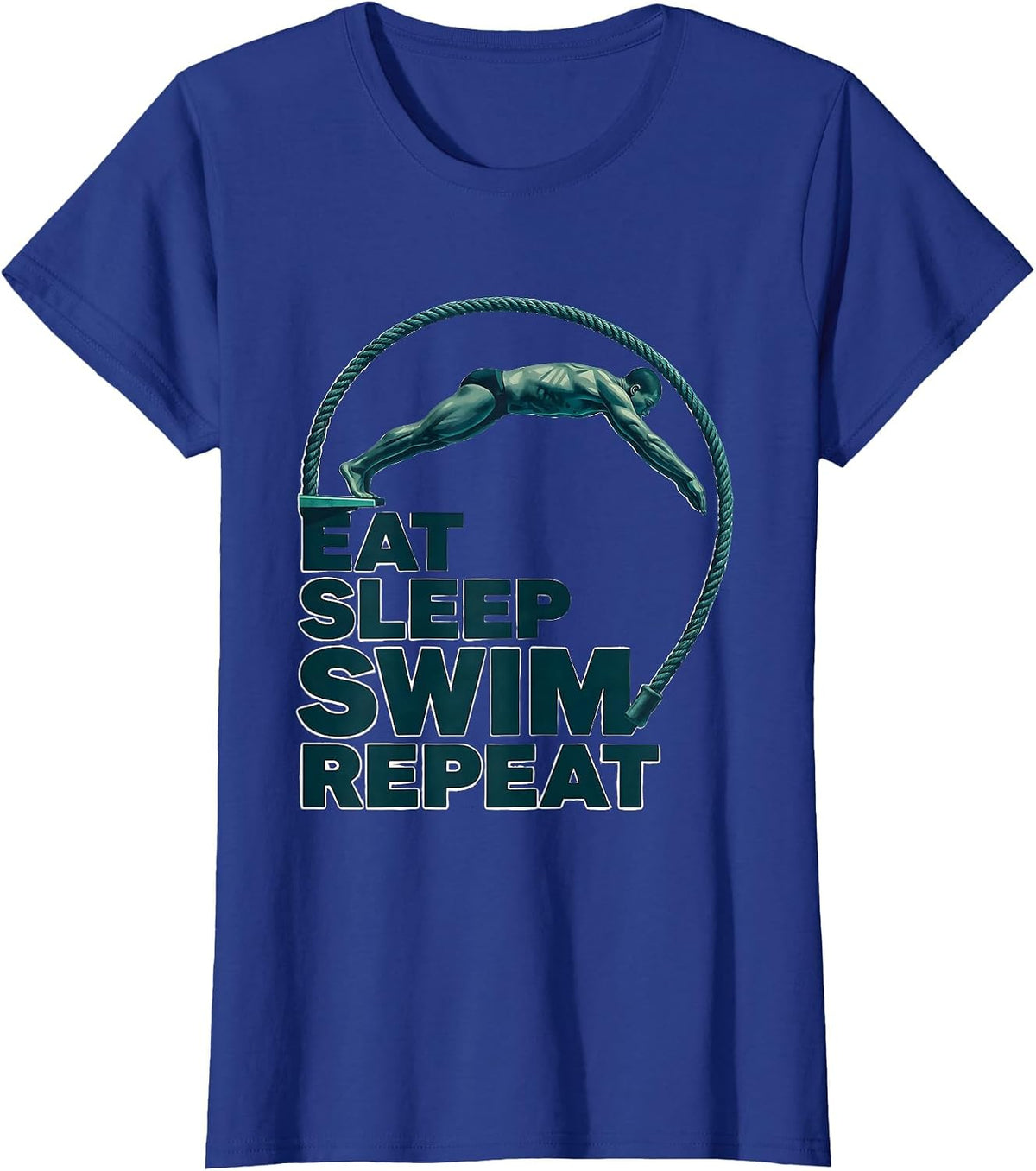 Women's Eat Sleep Swim Repeat Funny Swimming Hobby Lover Gift T-Shirt - Royal Blue