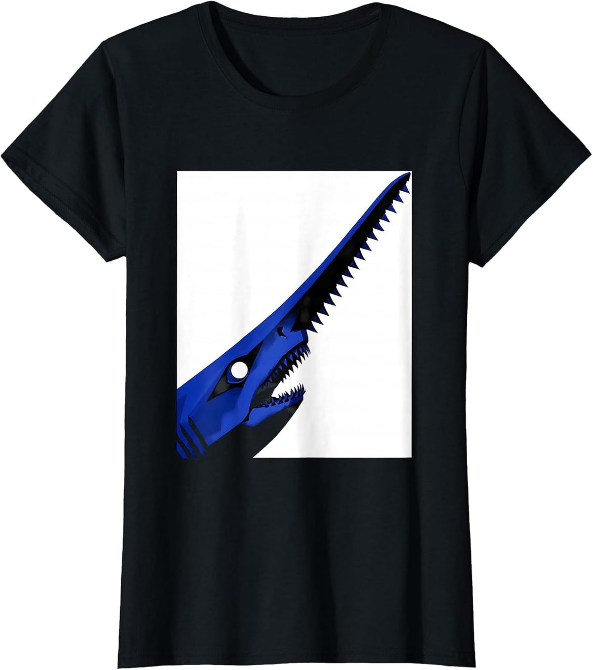 Sawshark Head Funny Shark Lover Ocean Animal Humor T-Shirt - Black