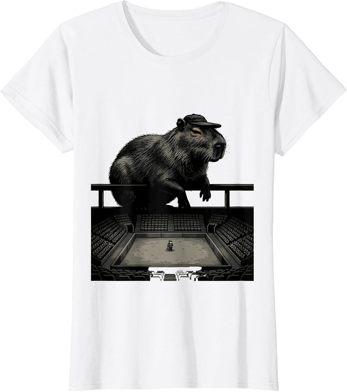 Capybara Gamer Humor Video Games Silhouette T-Shirt - White