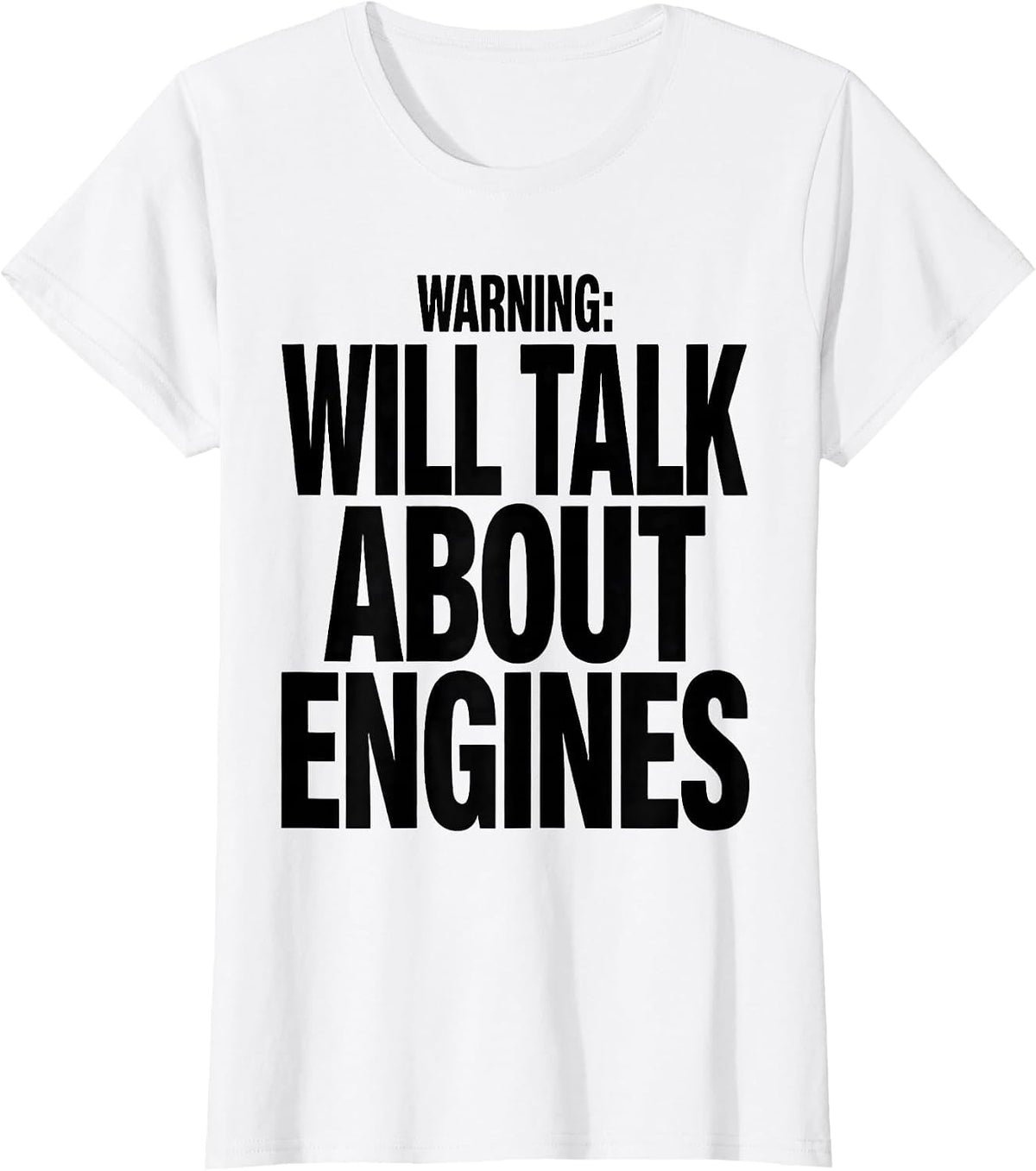 Warning: Will Talk About Engines Funny Mechanic Engine Block T-Shirt - White