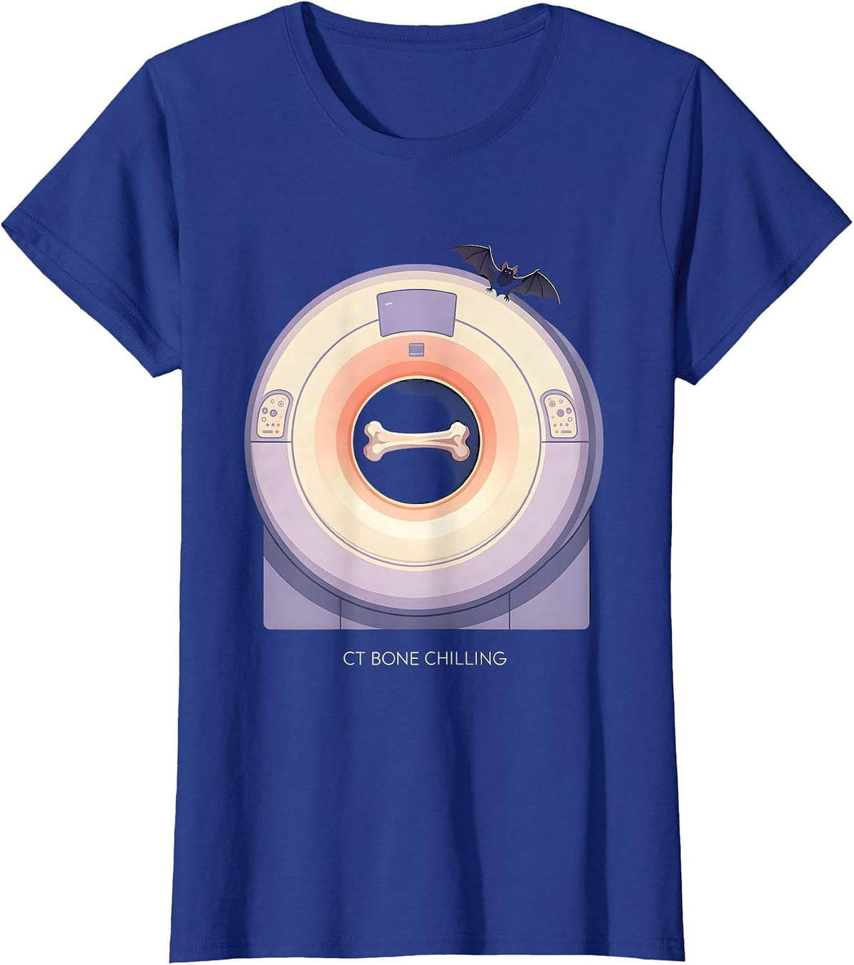Women's CT Bone Chilling Funny CT Tech Halloween Radiology Humor T-Shirt - Royal Blue