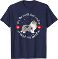 World Revolves Around Sheltie Blue Merle Sheltie Mom T-Shirt - Navy Blue