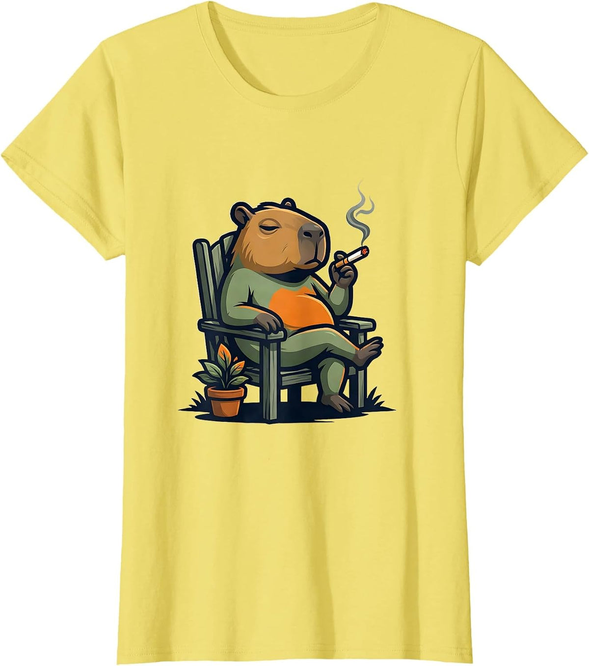 Capybara Mascot Stoner Humor Cannabis Lover Gift T-Shirt - Lemon Yellow