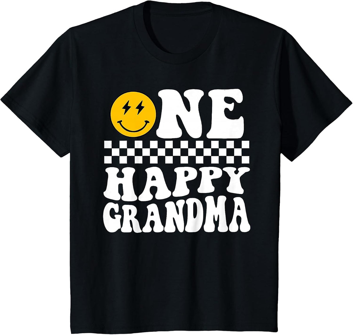 One Happy Dude 1st Birthday One Cool Grandma Family Matching T-Shirt - Black