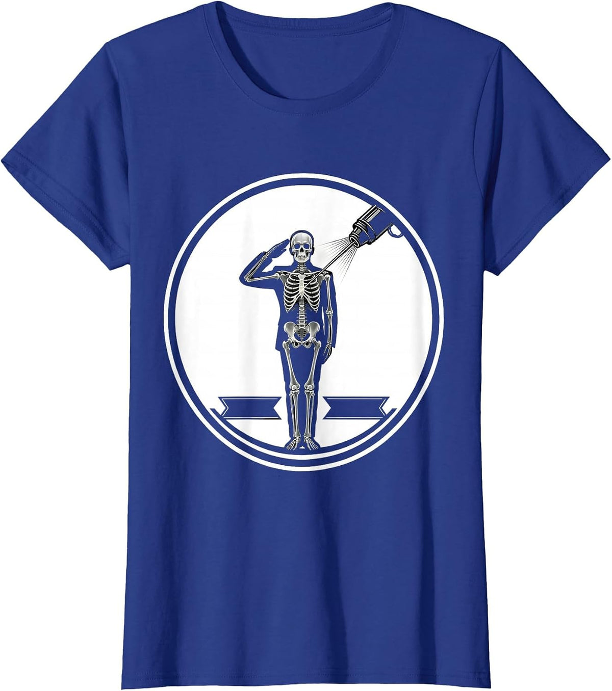 Women's Skeleton Salute Radiology Tech Halloween Humor T-Shirt - Royal Blue