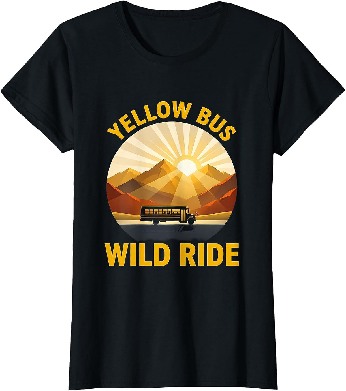 Yellow Bus Wild Ride School Bus Driver Design T-Shirt - Black