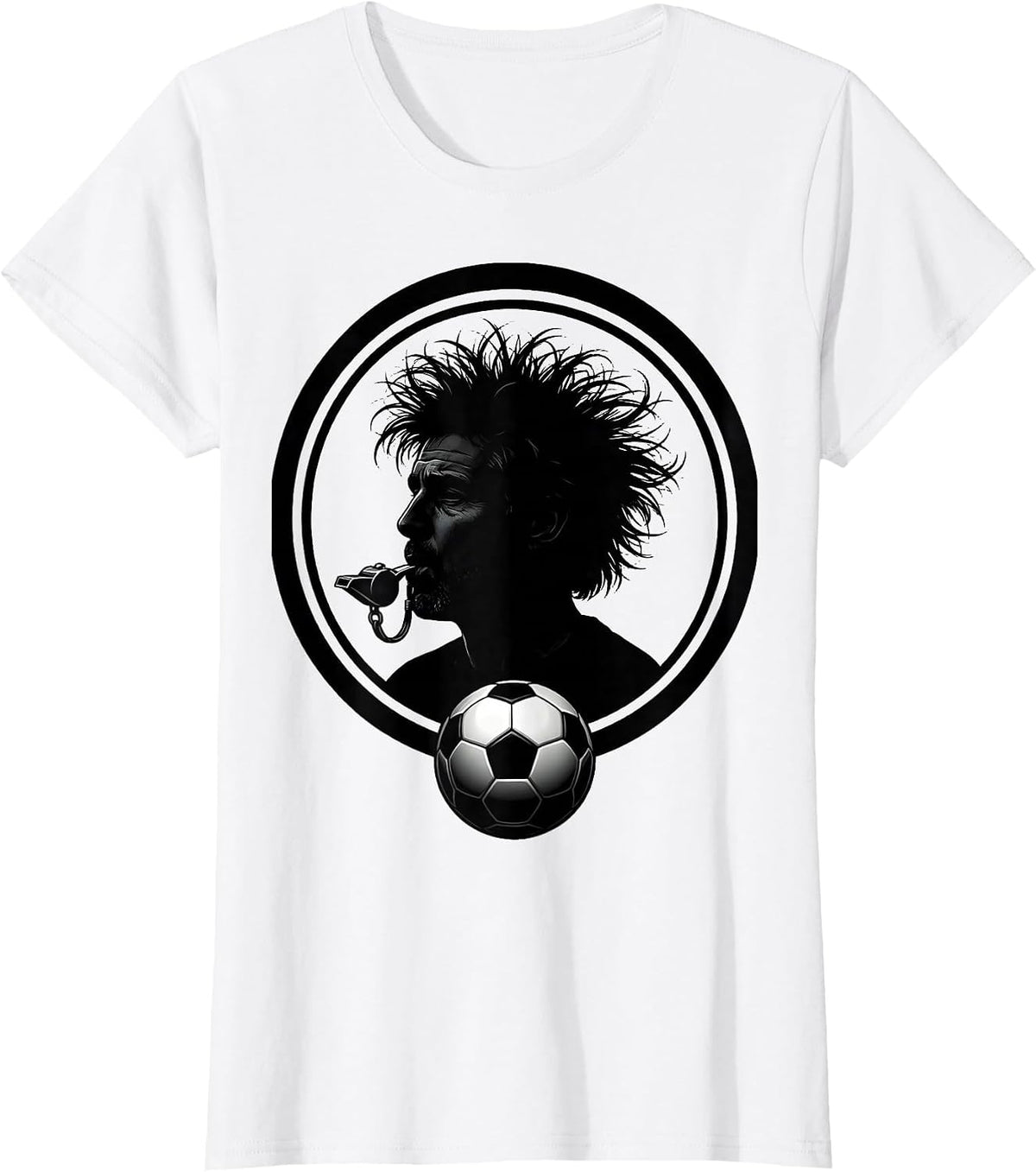 Women's Soccer Dad Referee Whistle Graphic Tee T-Shirt - White