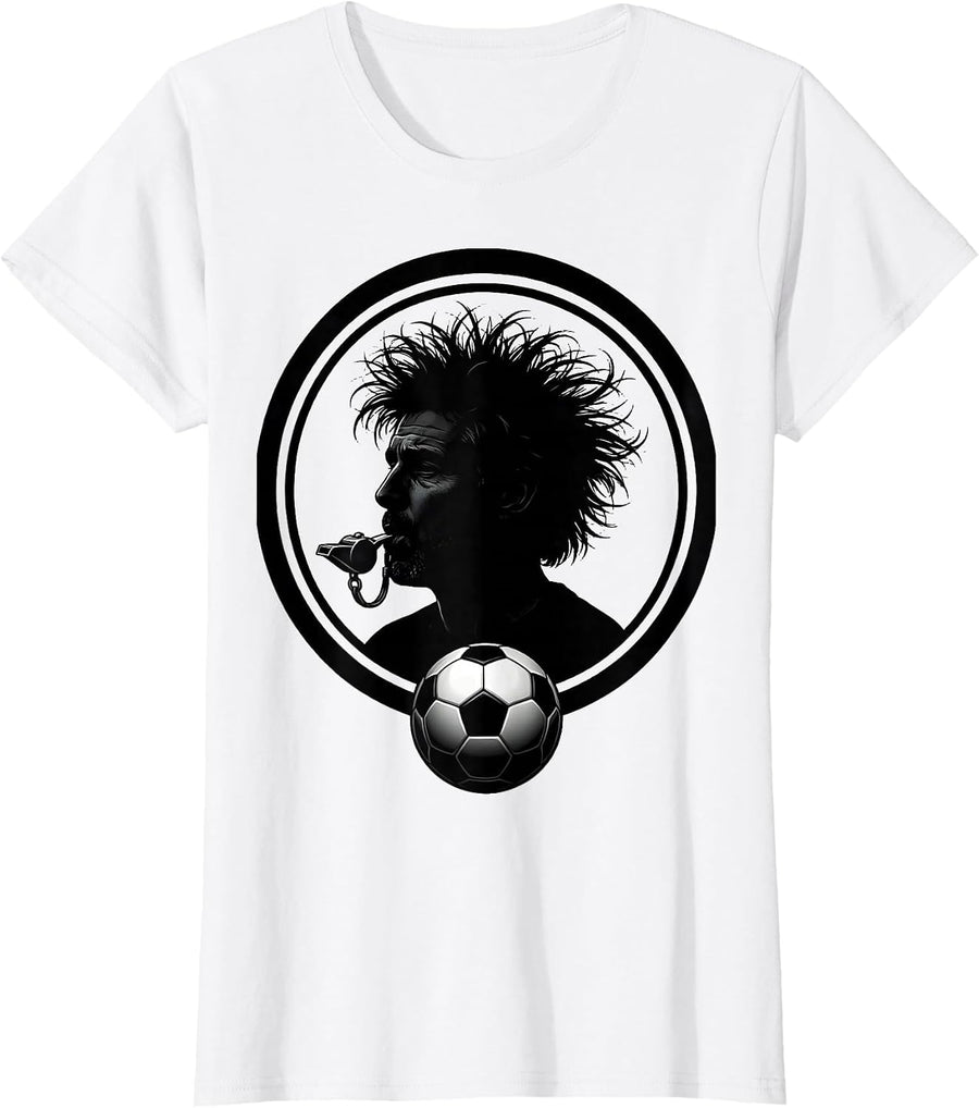 Women's Soccer Dad Referee Whistle Graphic Tee T-Shirt - White