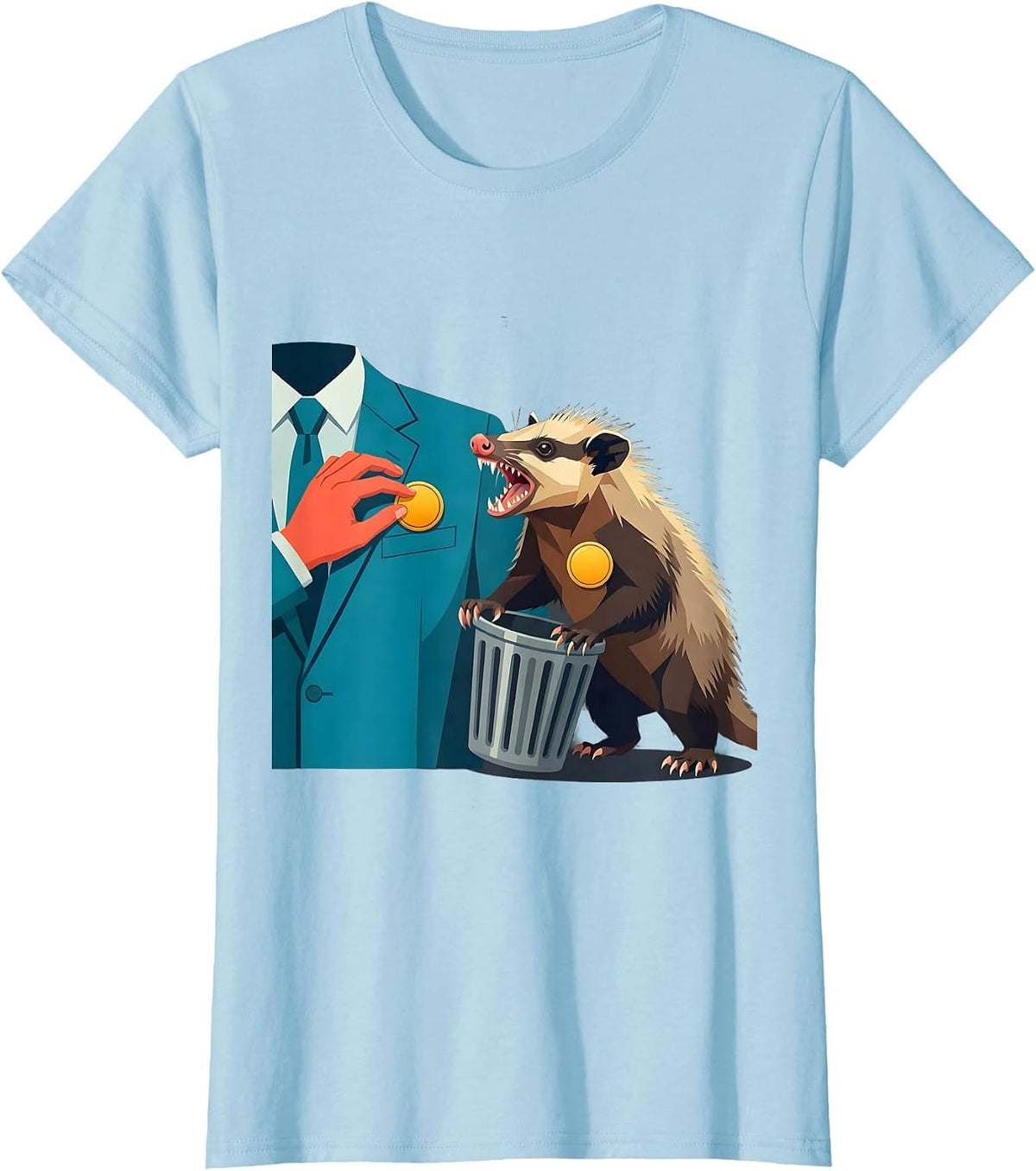 Flat Opossum Meme Humor Funny Possum Lover Gift T-Shirt - Baby Blue