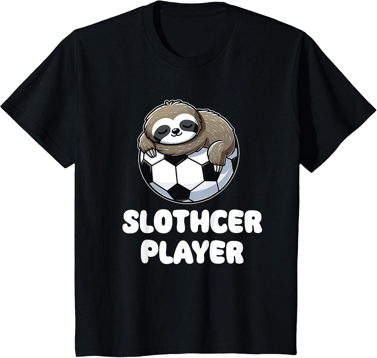 Funny Sloth Soccer Player Slothcer Lover T-Shirt - Black
