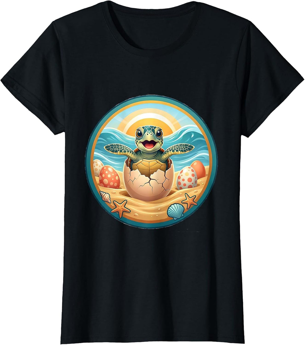 Women's Baby Sea Turtle Hatchling Mexican Kids Design T-Shirt - Black