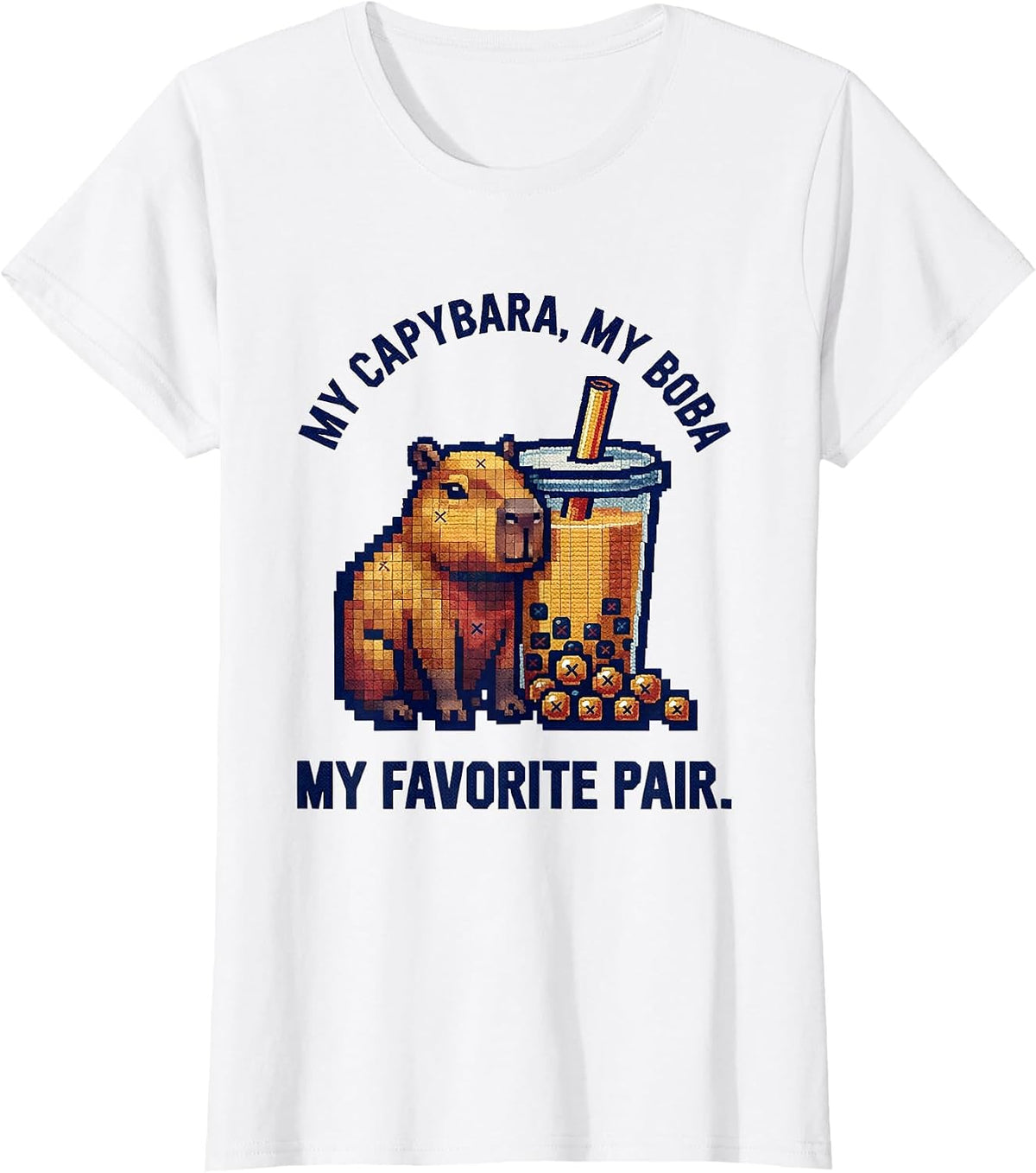 My Capybara My Boba My Favorite Pair Cute Kawaii Anime T-Shirt - White