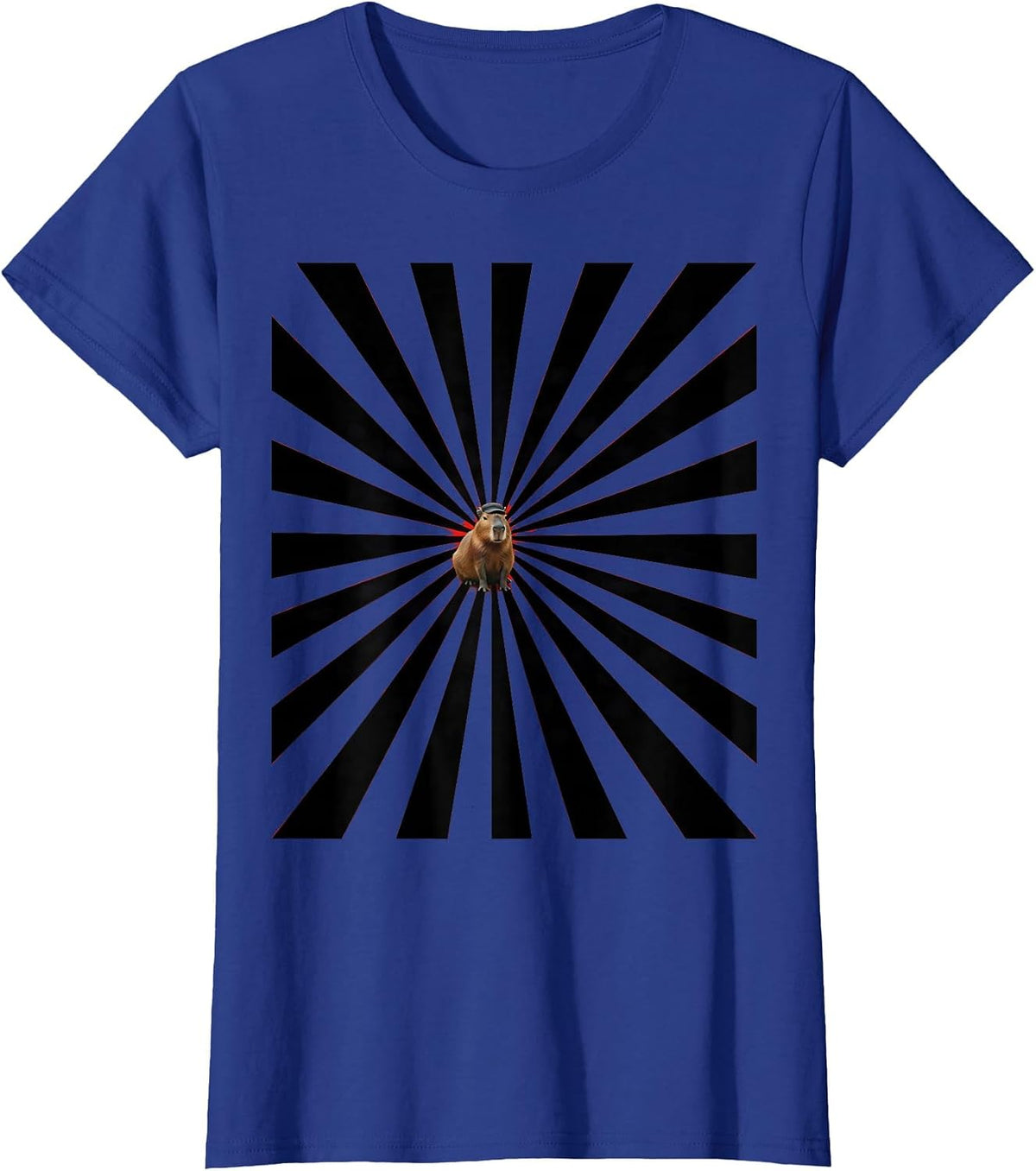 Women's Sunburst Seal Capybara Funny Animal Meme Humor T-Shirt - Royal Blue